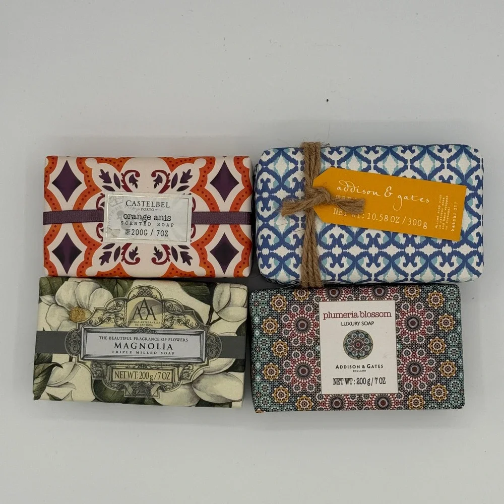 Lot of 4 Luxury Bar Soaps Castelbel Addison Gates Magnolia Orange Mango Plumeria